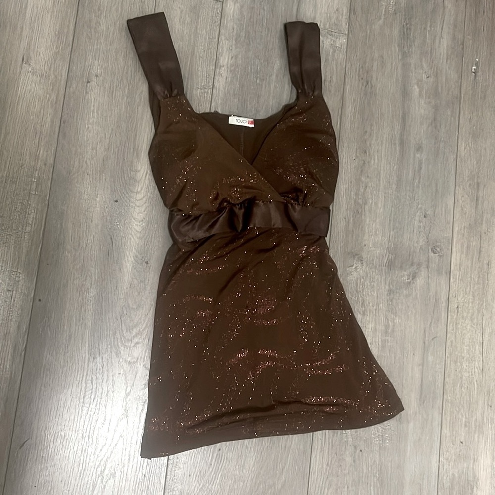 Touch 9 Women’s Junior Brown Glitter Top S